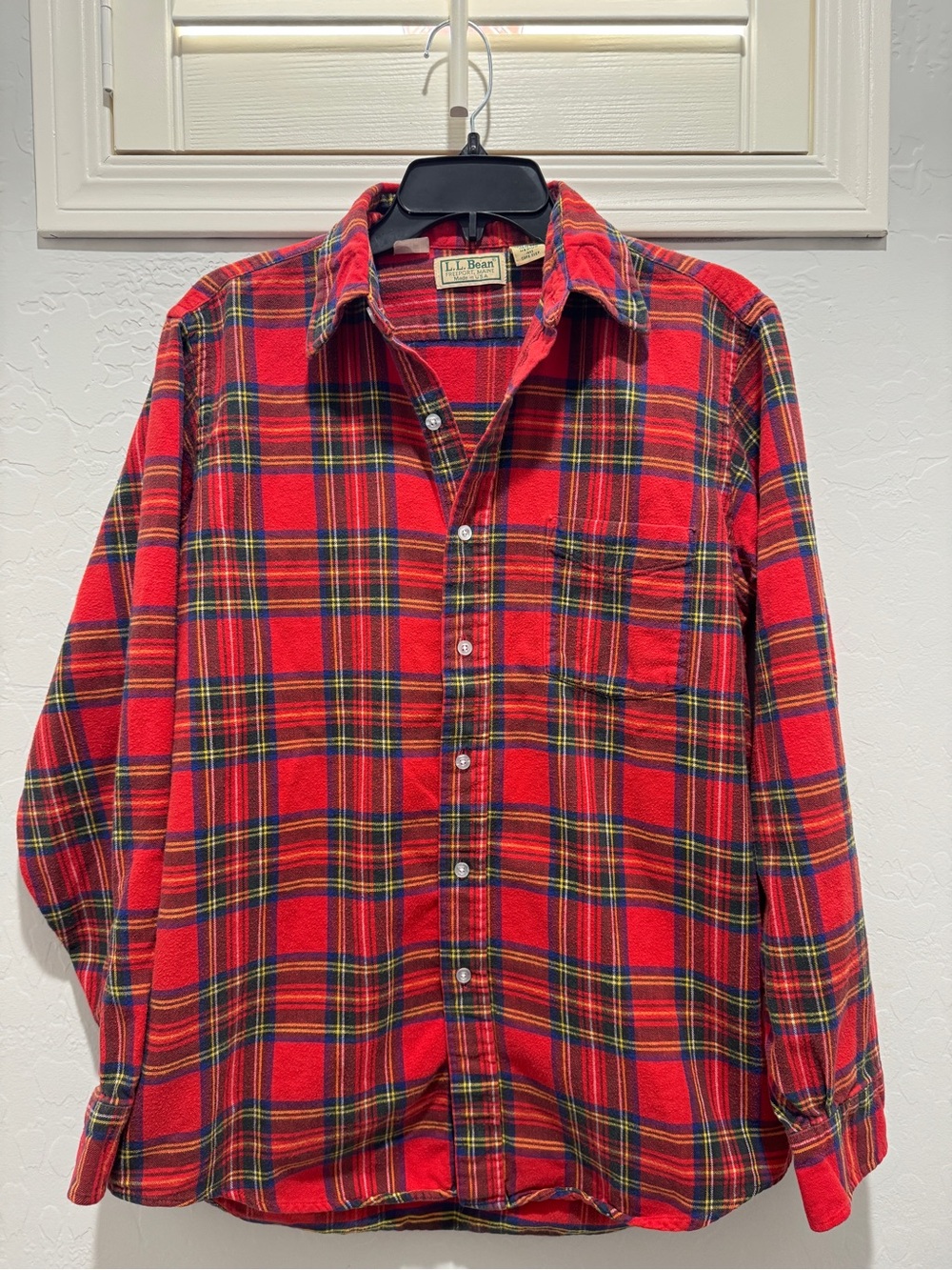 L.L. Bean Men’s Red Plaid Button-Down Flannel Shirt